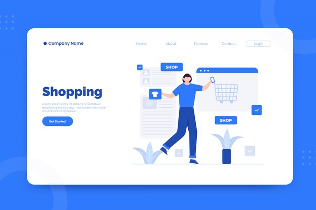 Vector shopping landing page template