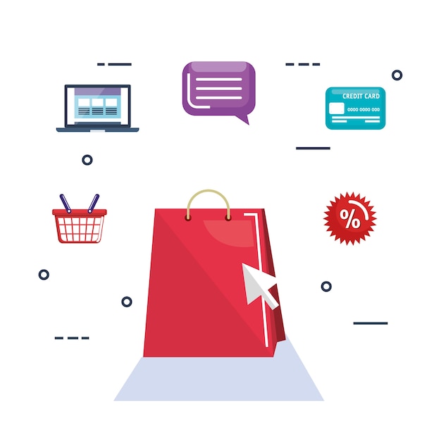 Vector shopping on line set icons