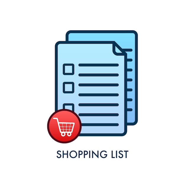 Shopping list flat icon Vector stock illustration