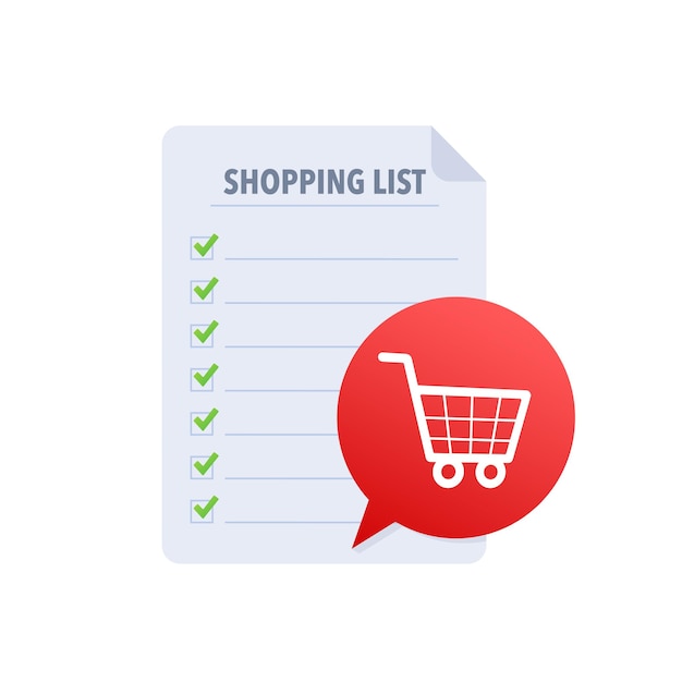 Shopping list flat icon Vector stock illustration