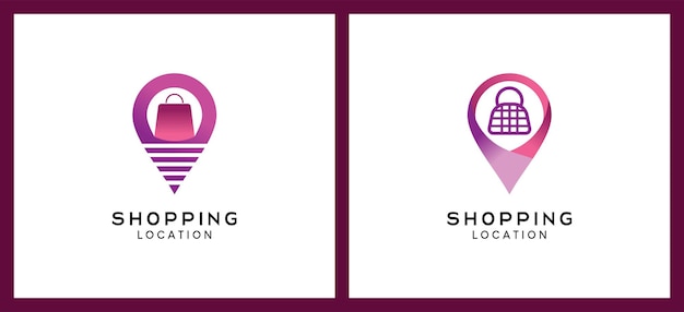 Illustrazione vettoriale del design del logo dell'icona del pin della posizione dello shopping