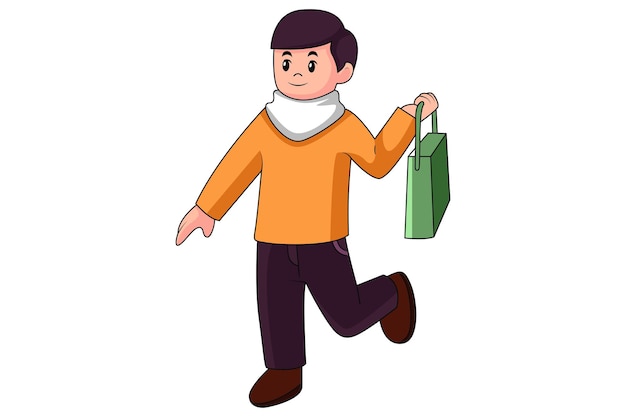 Shopping Man Cartoon Character Design