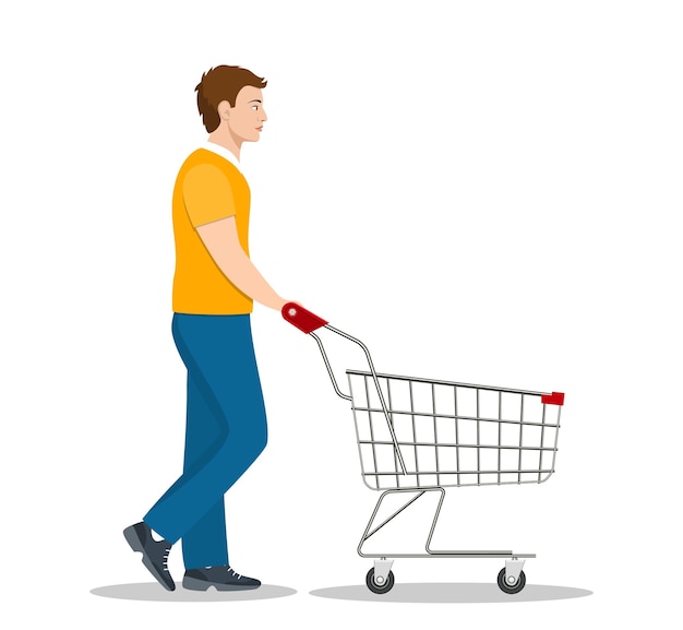 Shopping man with a cart