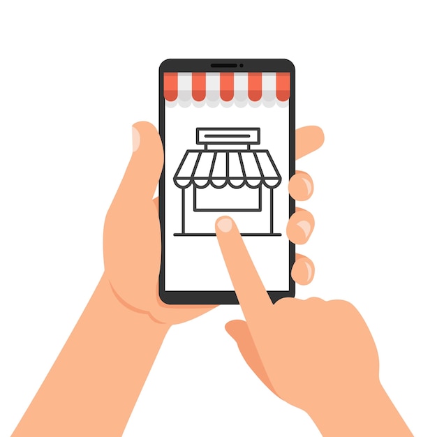 Shopping sul cellulare negozio online di marketing su internet shopping online illustrazione vettoriale