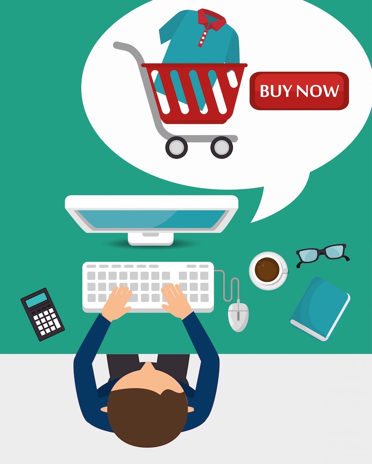 Vector shopping online design 