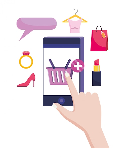 Shopping online icon illustration