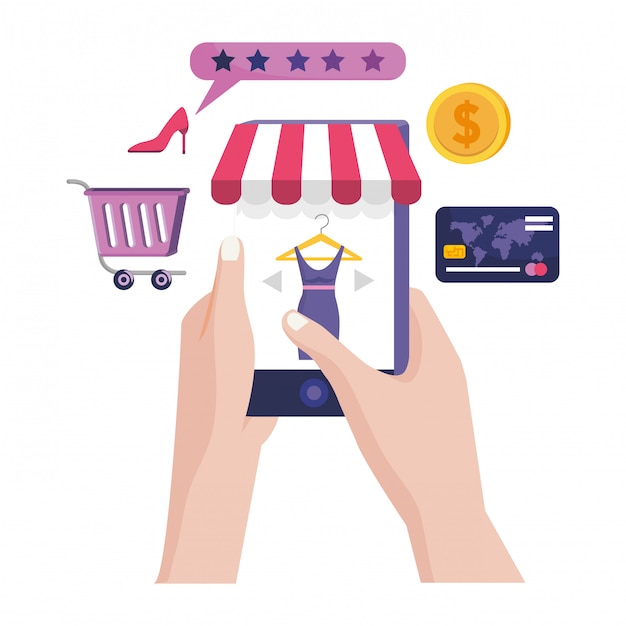 Shopping online icon illustration