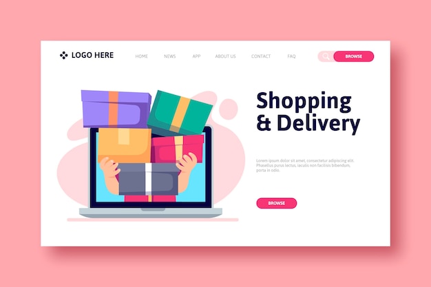 Shopping online landing page concept