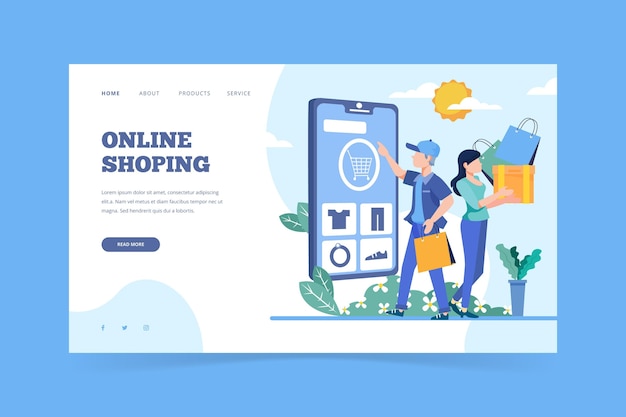 Shopping online landing page template