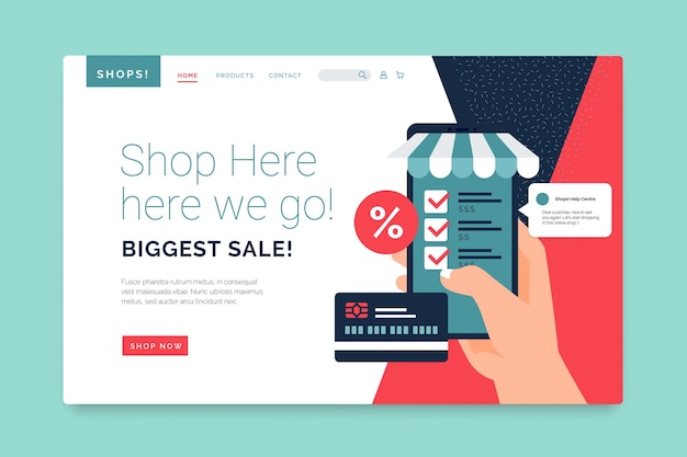 Shopping online landing page template