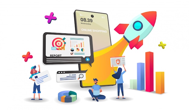 shopping online on mobile application concept digital