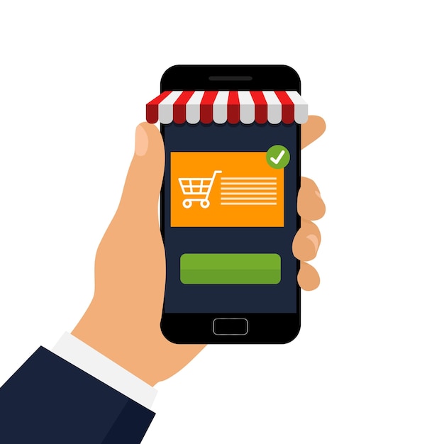 Vector shopping online on mobile application.