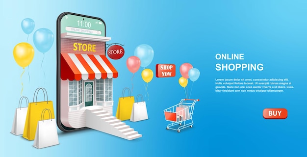 Shopping Online on Mobile Phone Application or Website Concept Digital Marketing Promotion Smartph