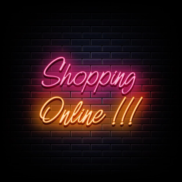 Shopping online insegne al neon stile testo