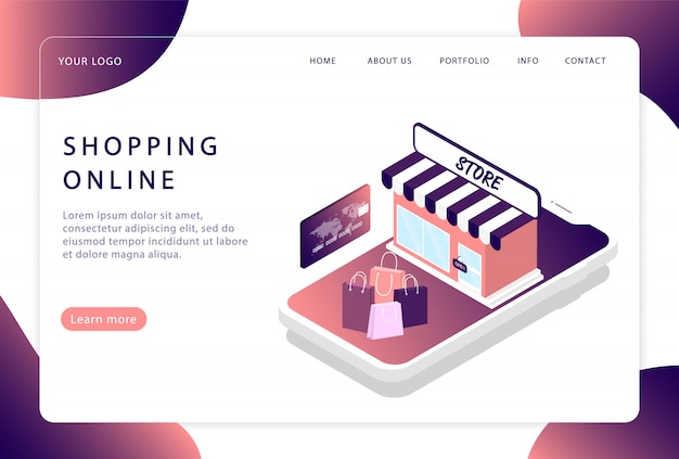 Shopping online. Online store. Landing page. Modern web pages for web sites.