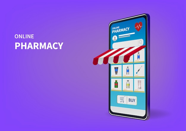 shopping online pharmacy on website or mobile application.