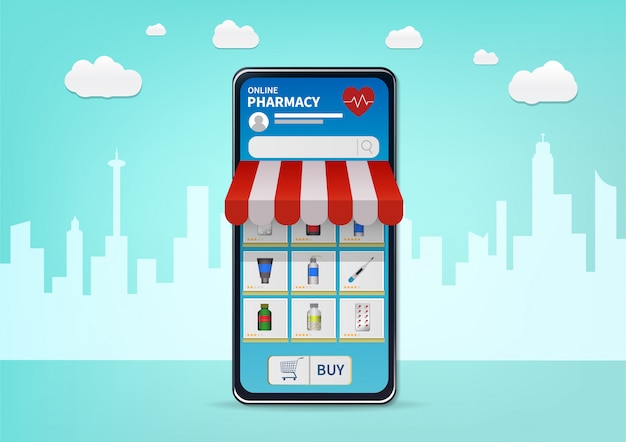 Shopping online farmacia sul sito web o applicazione mobile.