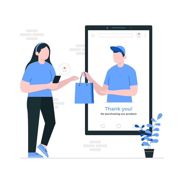 Shopping in the online store concept