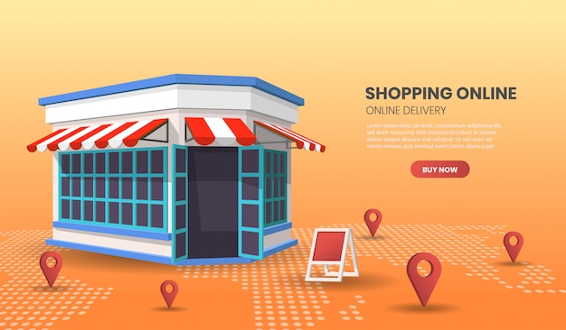 Shopping online with shop retail . online store smartphone concept suitable for banner application