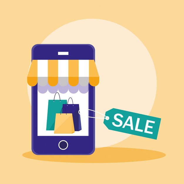 Покупки онлайн с помощью смартфона и зонтика