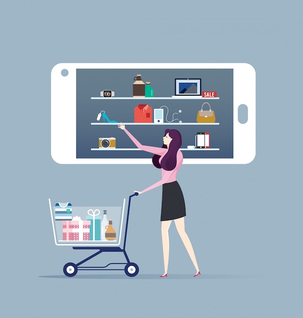 Shopping online - Woman shopping online by smartphone.