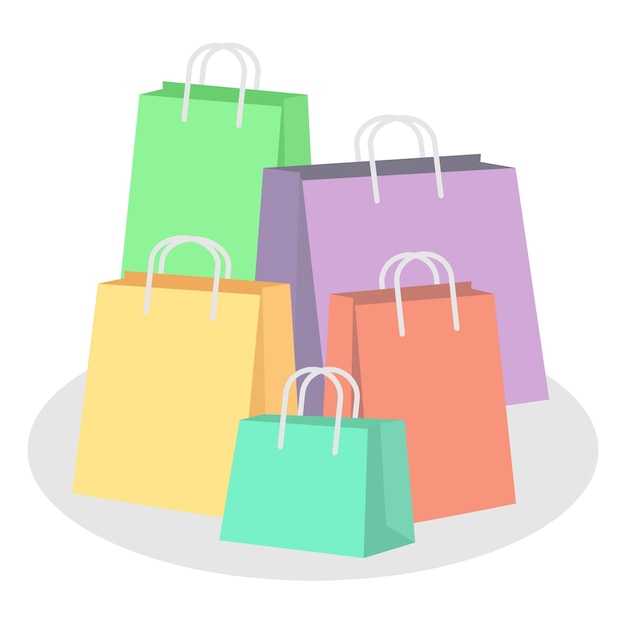Shopping paper bag color empty, vector illustration