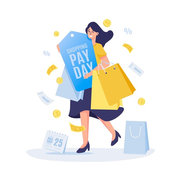 Vector shopping payday promo sale vector illustration