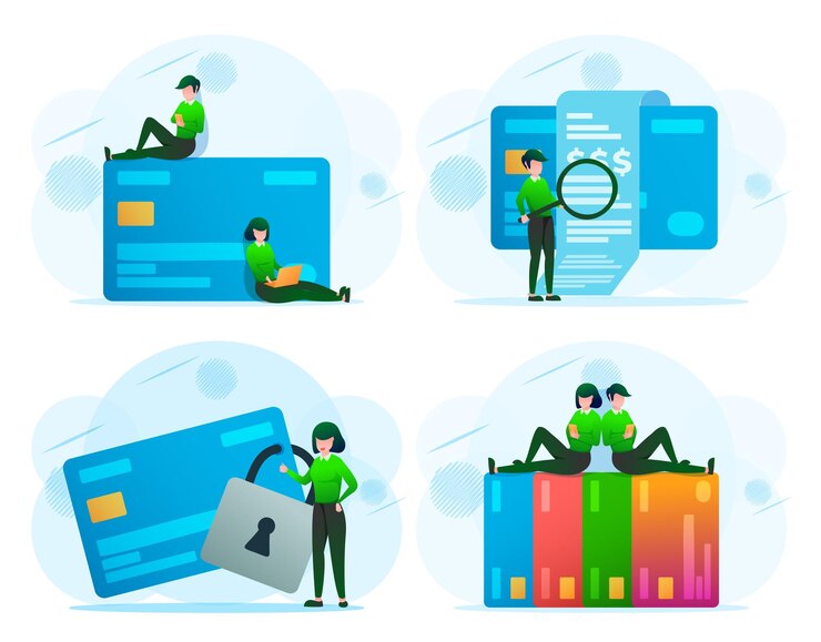 Vector shopping and payment online process on computer smartphone and tablet