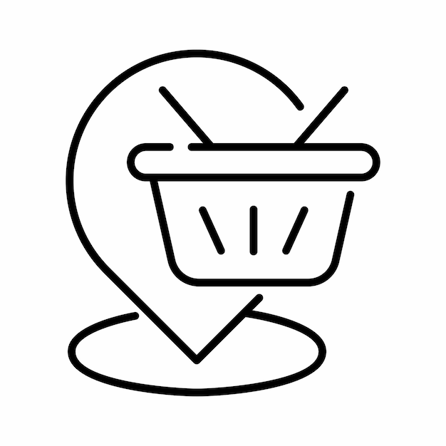 Shopping place location thin line outline icon button
