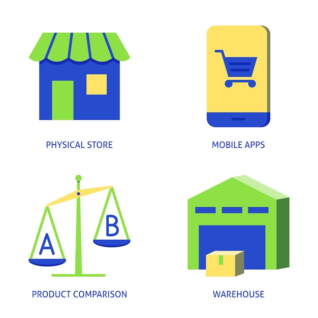 Shopping and product choice icon set