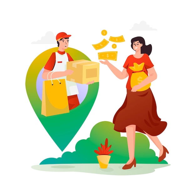 Shopping purchase with cash payment on delivery service