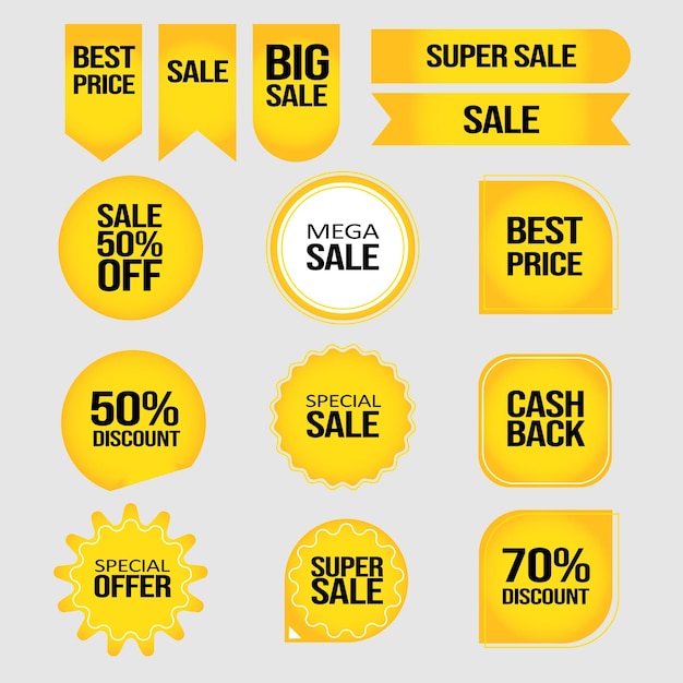 Shopping sale banner sticker, clipart set