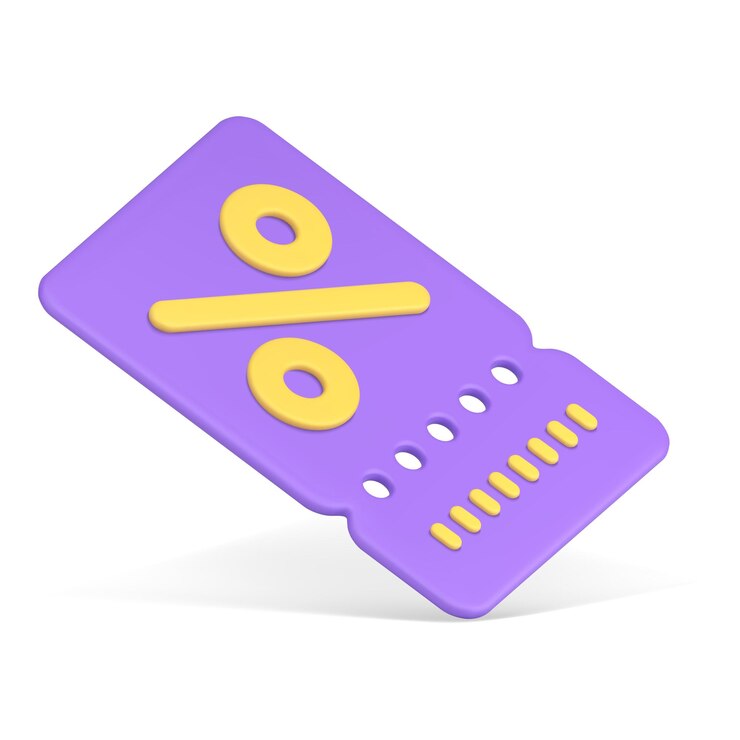Vector shopping sale discount purple coupon percent business special offer admission lottery 3d icon vector