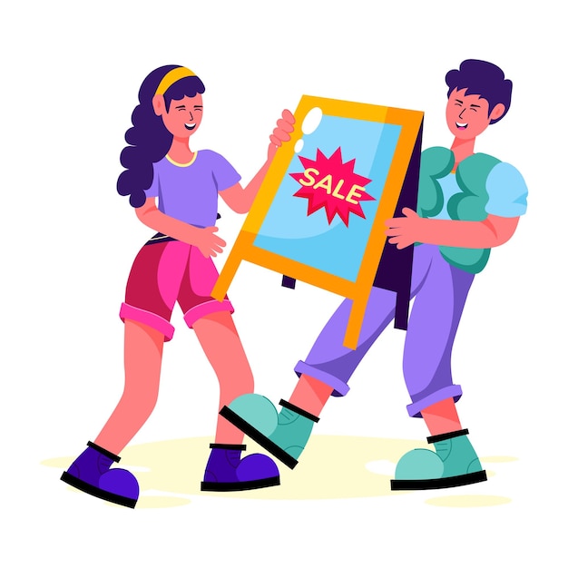 Vector a shopping sale illustration designed in flat style