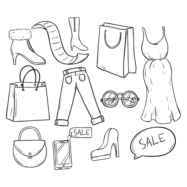 Shopping e tempo di vendita con vestiti e accessori donna