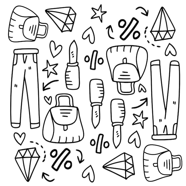 Shopping set bundle vector design