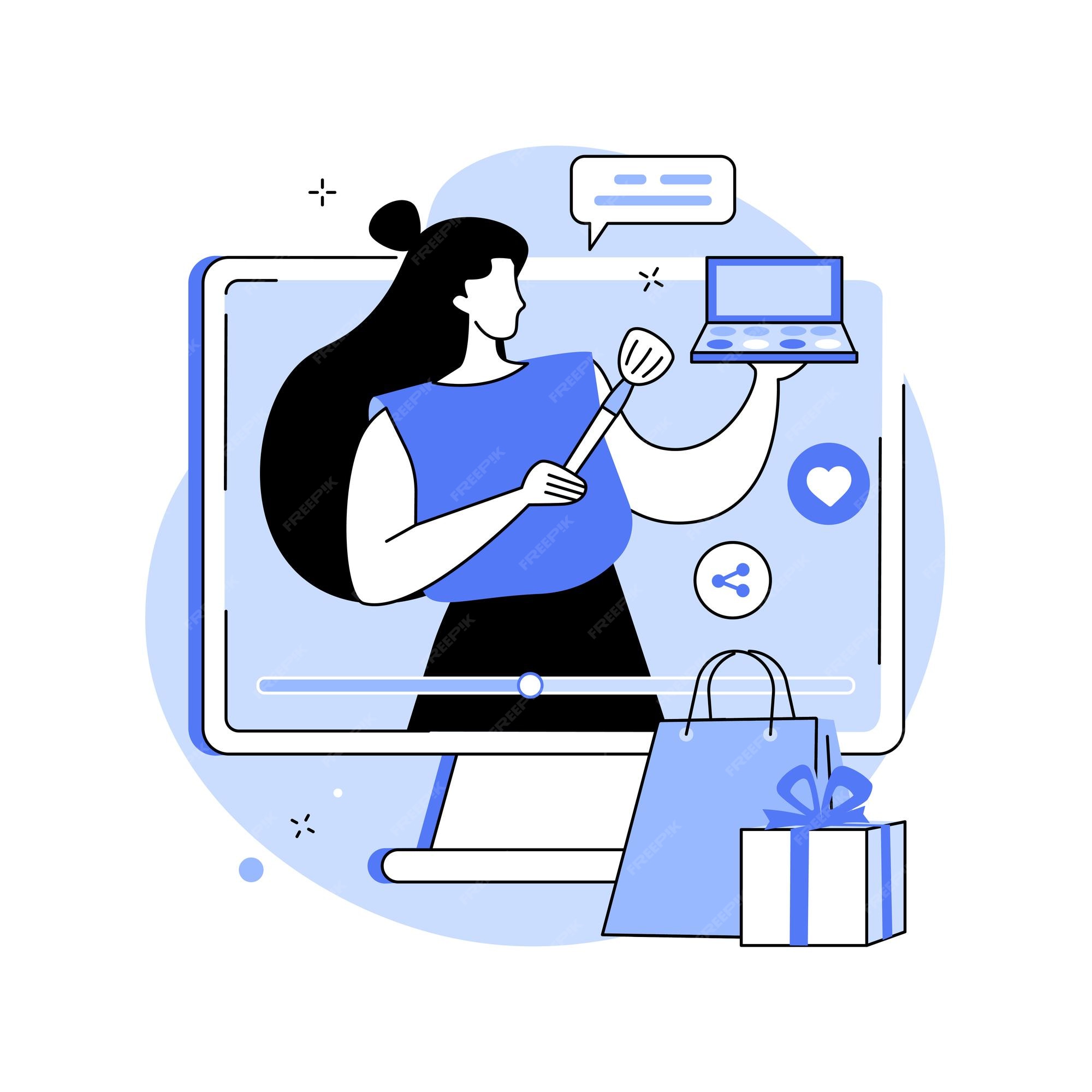 Premium Vector | Shopping sprees video abstract concept vector illustration