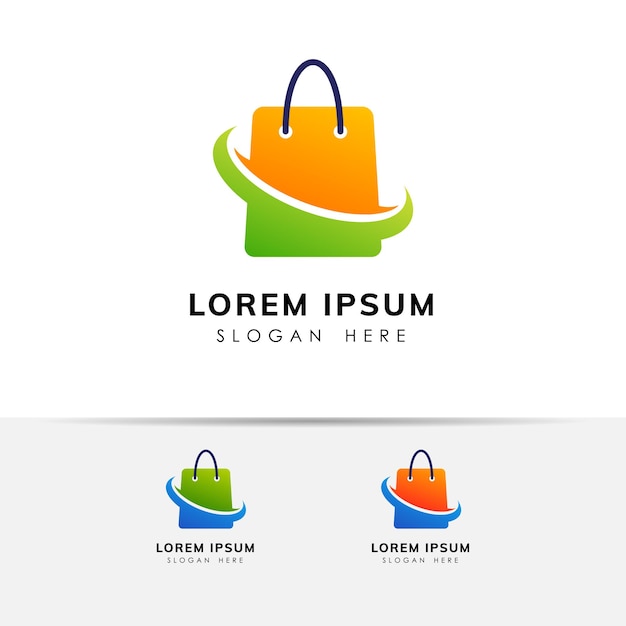 Shopping store logo design template. Shopping bag icon sign symbol