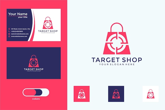 Biglietto da visita per la progettazione del logo dell'obiettivo dello shopping