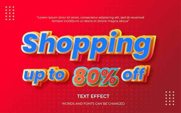 Shopping text style editable text effect