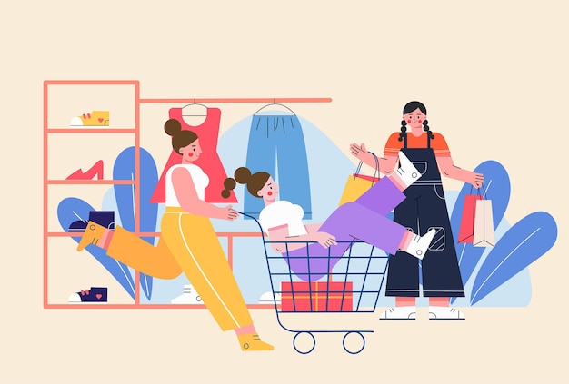 Vector shopping time illustration