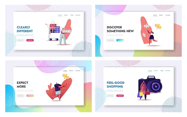 Shopping tour landing page template set