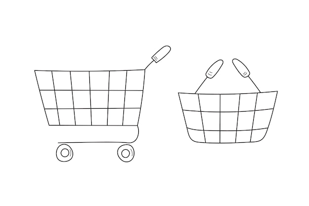 Shopping trolley and cart doodle