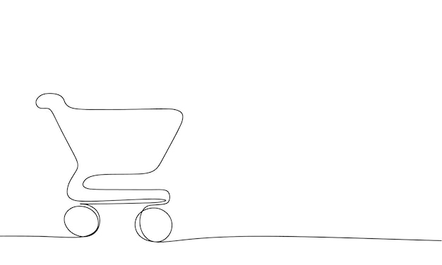 Shopping trolley continuous line drawing art abstract simple shopping one line continuous outline