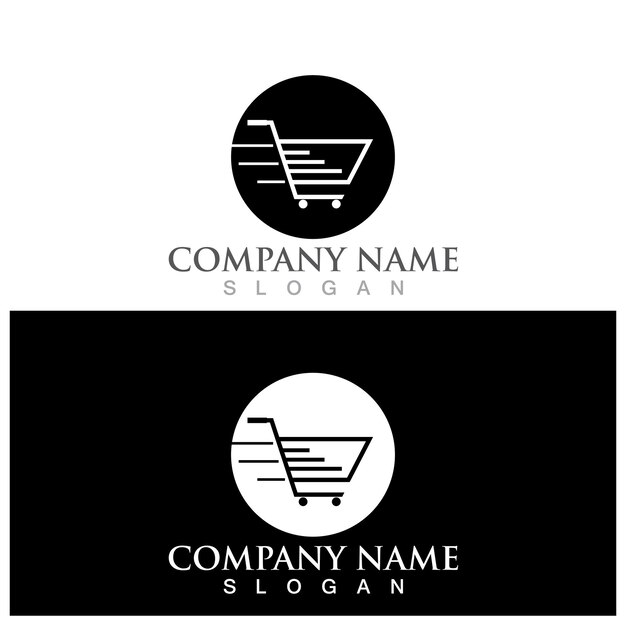 Vector shopping trolley logo and vector template