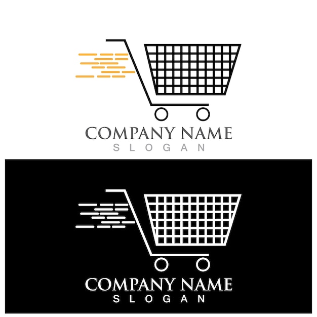 Shopping trolley logo and vector template