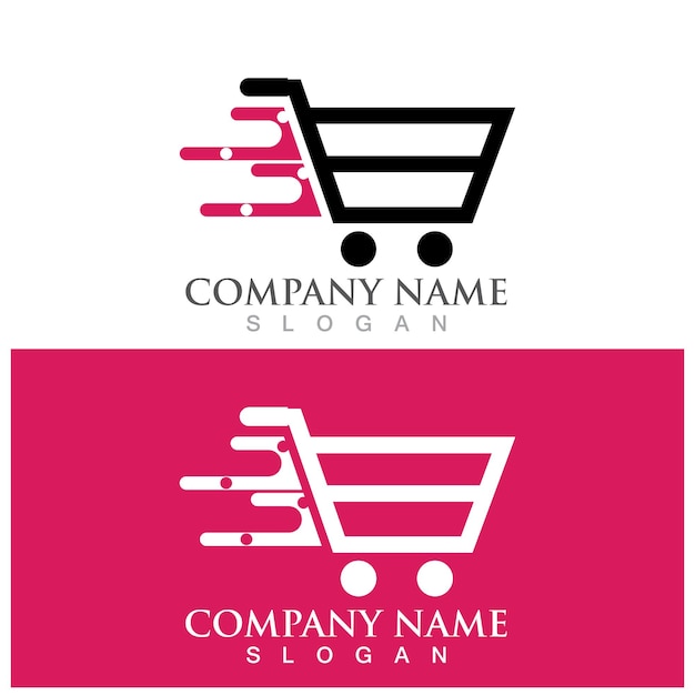 Логотип тележки для покупок и векторный шаблон