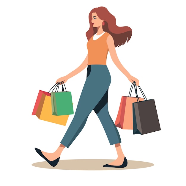 shopping women design elements collection dynamic cartoon