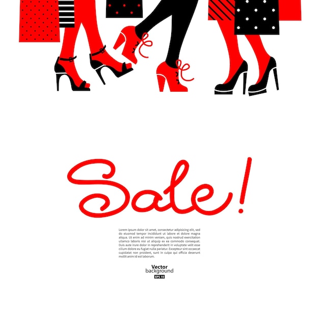 Vector shopping women. sale design with beautiful girl silhouettes