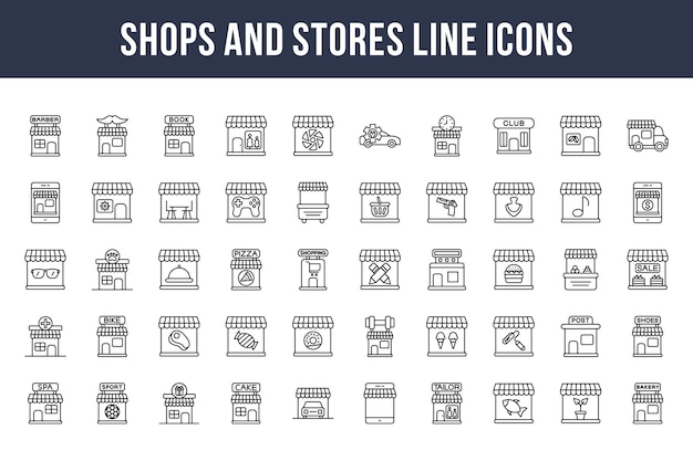 Shops and Stores Line Icons